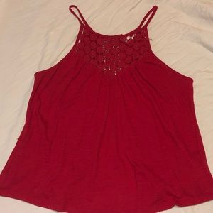 Arizona JeanCo Red crochet detailed Halter CropTop